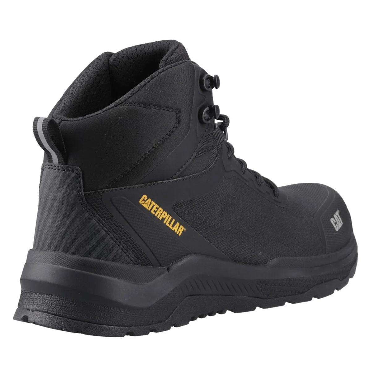Black - Back - Caterpillar Mens Inductor Leather Mid Cut Mesh Safety Boots
