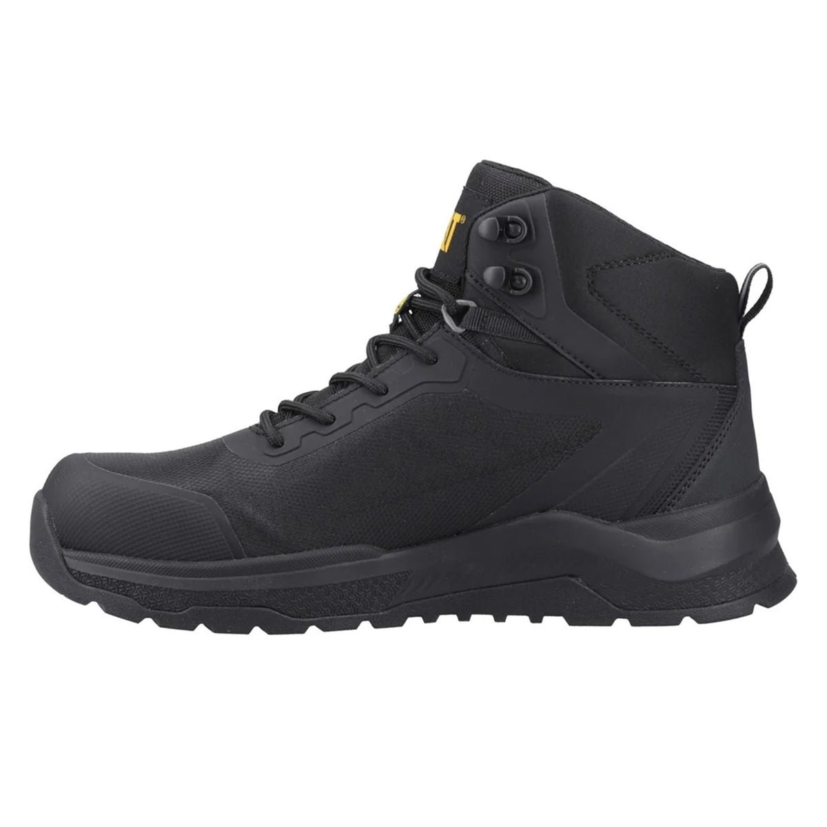 Black - Side - Caterpillar Mens Inductor Leather Mid Cut Mesh Safety Boots