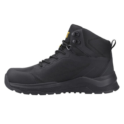 Black - Side - Caterpillar Mens Inductor Leather Mid Cut Mesh Safety Boots
