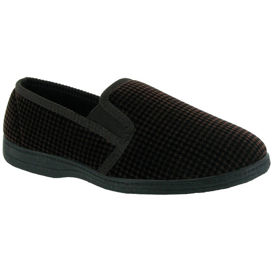 BROWN - Front - Mirak Highbury Slip-On Slipper - Mens Slippers
