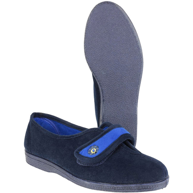 Navy - Lifestyle - Mirak Andrea Touch Fastening Slipper - Womens Slippers - Ladies Slippers