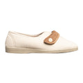 Beige - Back - Mirak Andrea Touch Fastening Slipper - Womens Slippers - Ladies Slippers