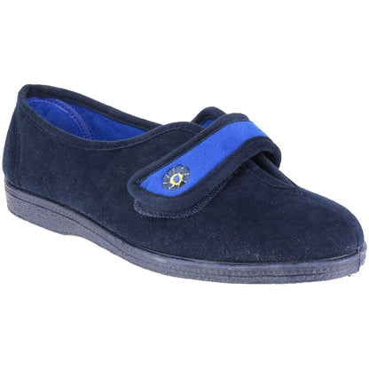 Navy - Front - Mirak Andrea Touch Fastening Slipper - Womens Slippers - Ladies Slippers