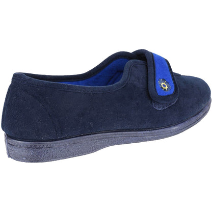 Navy - Side - Mirak Andrea Touch Fastening Slipper - Womens Slippers - Ladies Slippers