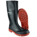 Black - Pack Shot - Dunlop Acifort A252931 Ribbed Full Safety Wellington - Mens Boots