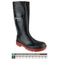 Black - Close up - Dunlop Acifort A252931 Ribbed Full Safety Wellington - Mens Boots
