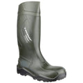 Green - Pack Shot - Dunlop C762933 Purofort+ Full Safety Standard Wellington Boxed - Mens Boots