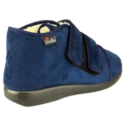 Navy - Back - GBS Med Torbay Unisex Extra Wide Fit Slipper