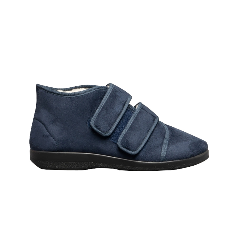 Navy - Side - GBS Med Torbay Unisex Extra Wide Fit Slipper