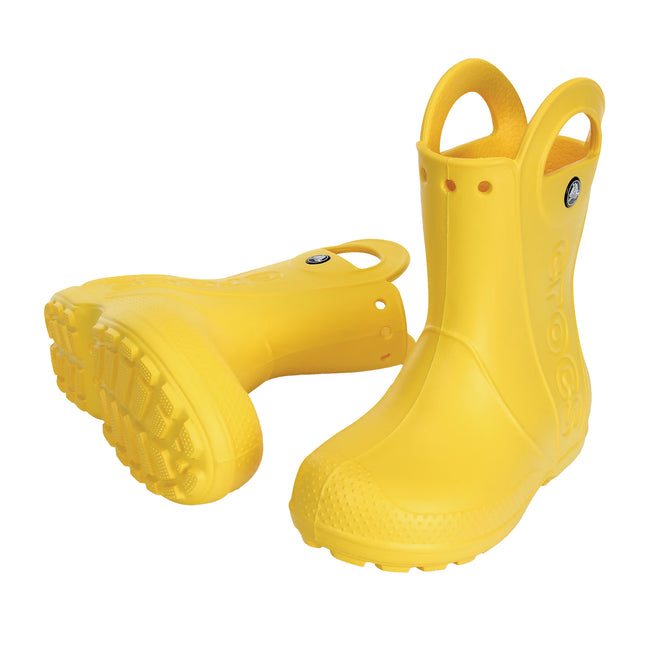 Yellow - Pack Shot - Crocs Childrens-Kids Handle It Wellington Boots