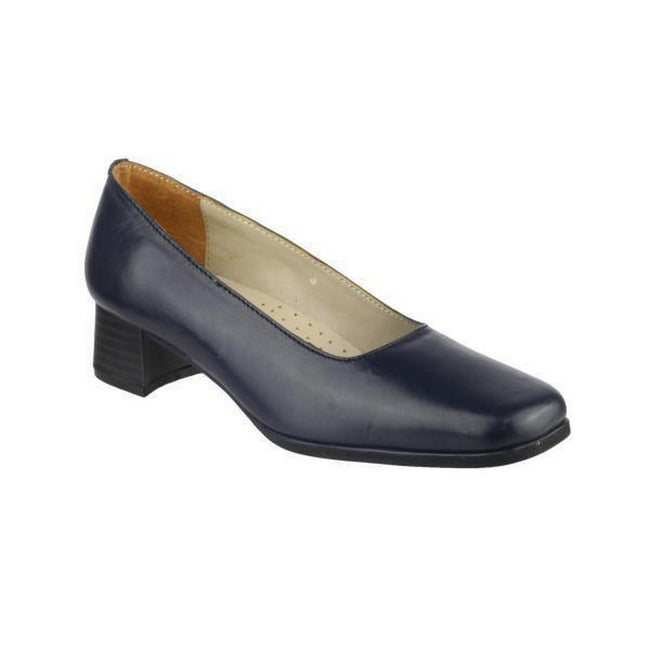 Navy - Front - Amblers Walford Ladies Leather Court - Womens Shoes