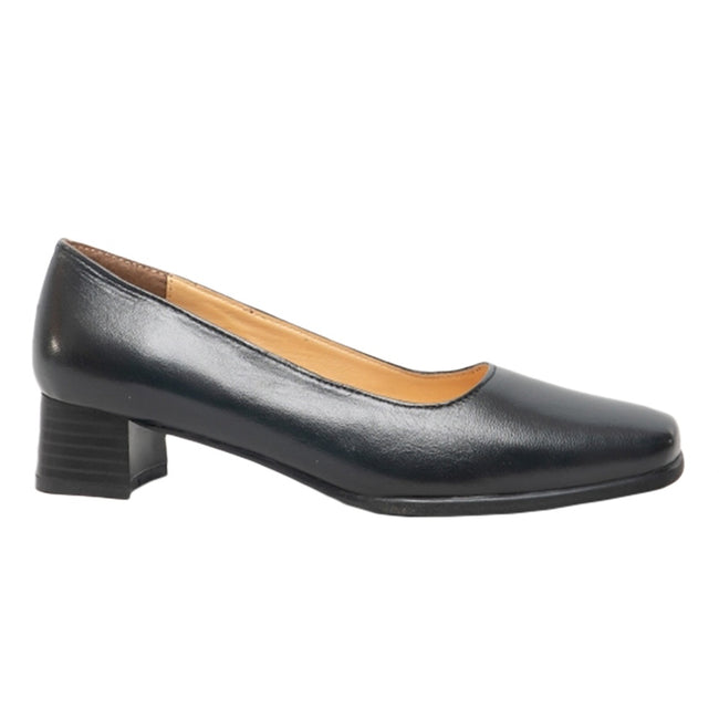 Navy - Back - Amblers Walford Ladies Leather Court - Womens Shoes