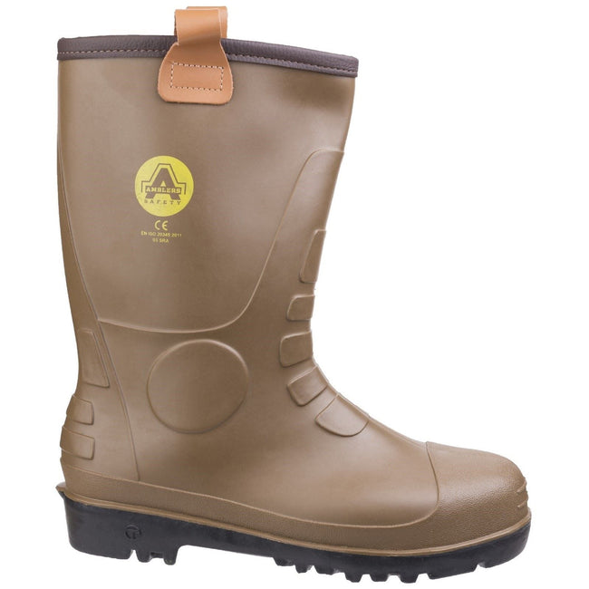Tan - Back - Footsure 95 Tan PVC Rigger Safety Wellingtons - Mens Safety Boots