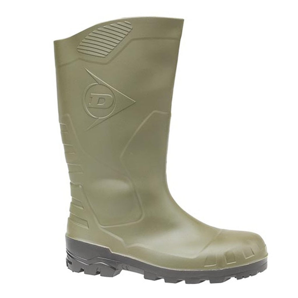 Green-Black - Back - Dunlop Devon Unisex Green Safety Wellington Boots