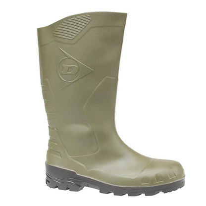 Green-Black - Back - Dunlop Devon Unisex Green Safety Wellington Boots