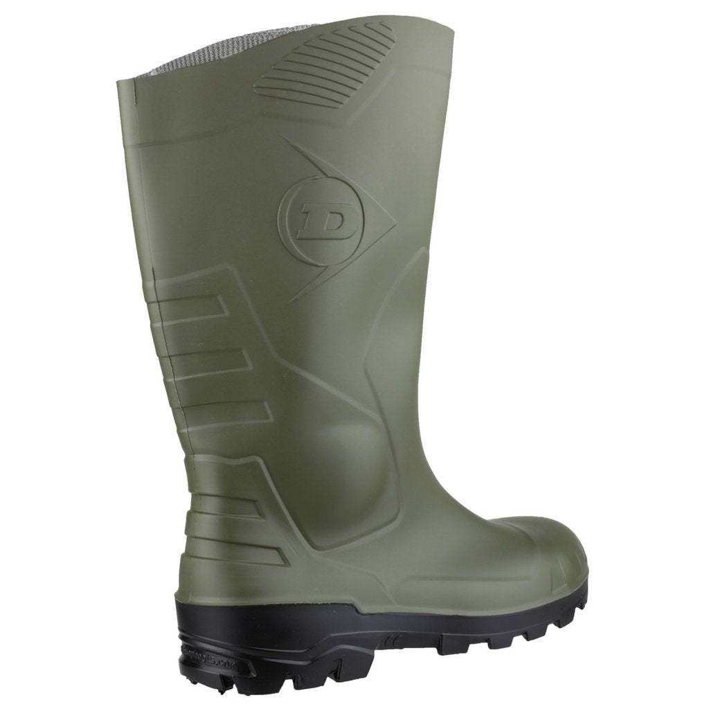Green-Black - Pack Shot - Dunlop Devon Unisex Green Safety Wellington Boots