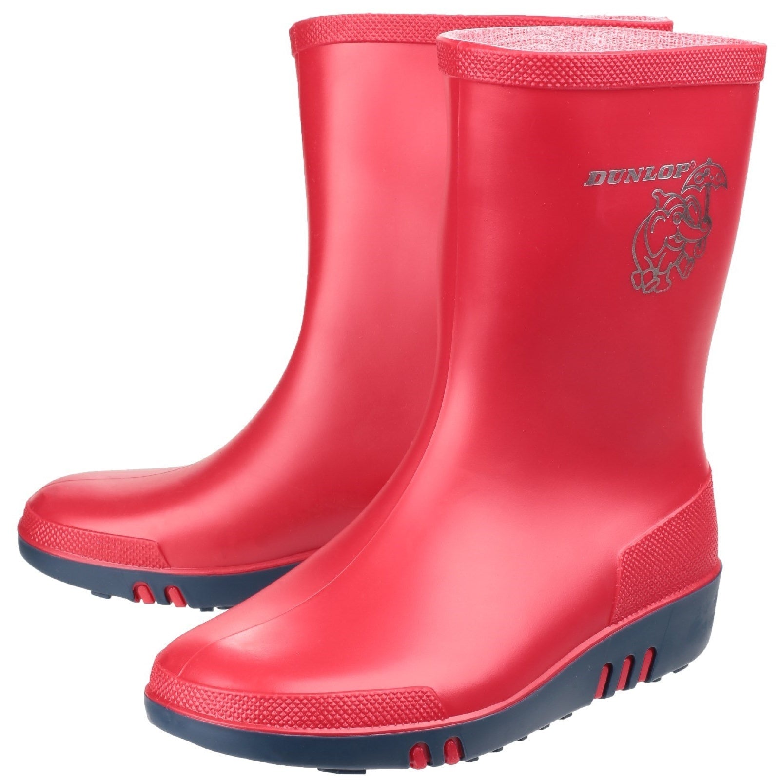 Red-Blue - Pack Shot - Dunlop Childrens Unisex Mini Elephant Wellington Boots