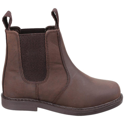 Brown - Back - Amblers Childrens-Kids Pull On Leather Ankle Boots
