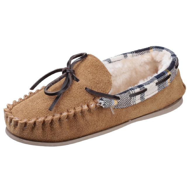 Tan - Lifestyle - Cotswold Womens-Ladies Kilkenny Classic Fur Lined Moccasin Slippers