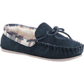 Navy - Front - Cotswold Womens-Ladies Kilkenny Classic Fur Lined Moccasin Slippers