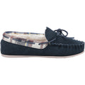Navy - Back - Cotswold Womens-Ladies Kilkenny Classic Fur Lined Moccasin Slippers