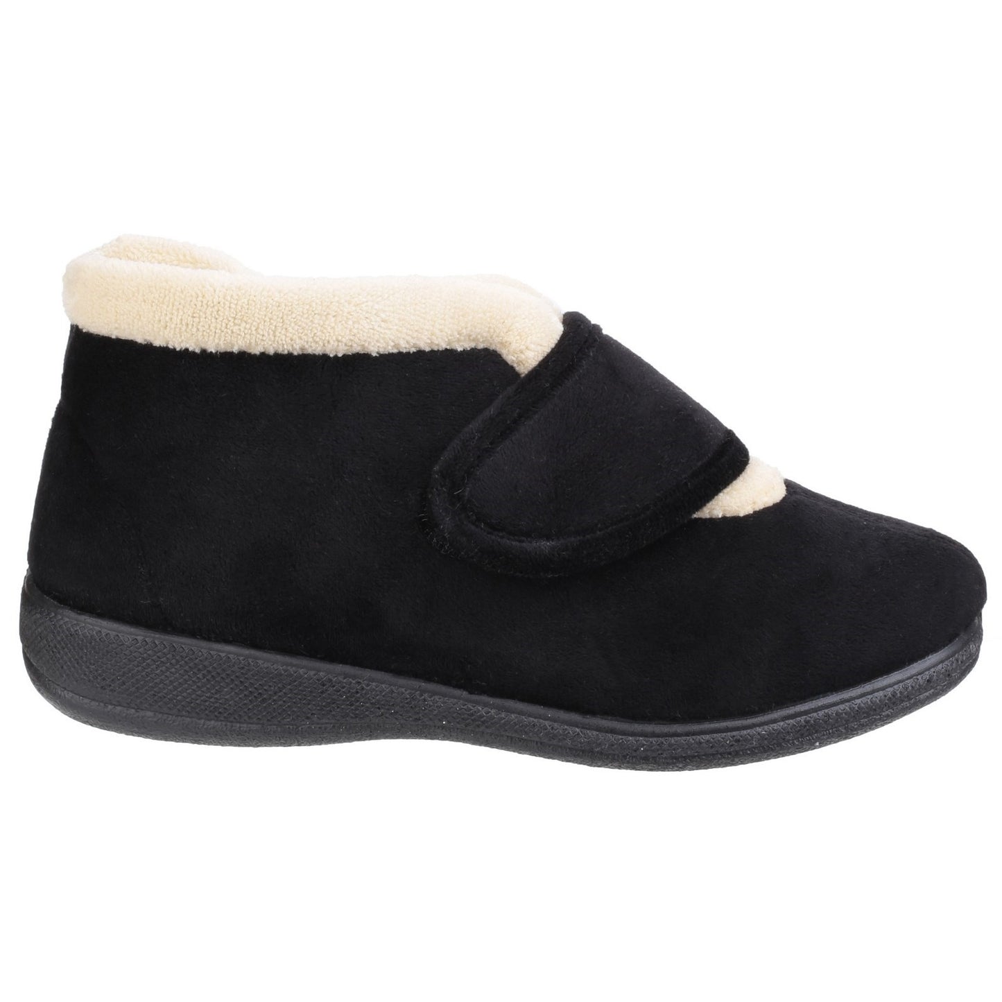 Black - Back - Fleet & Foster Womens-Ladies Levitt Touch Fasten Slippers