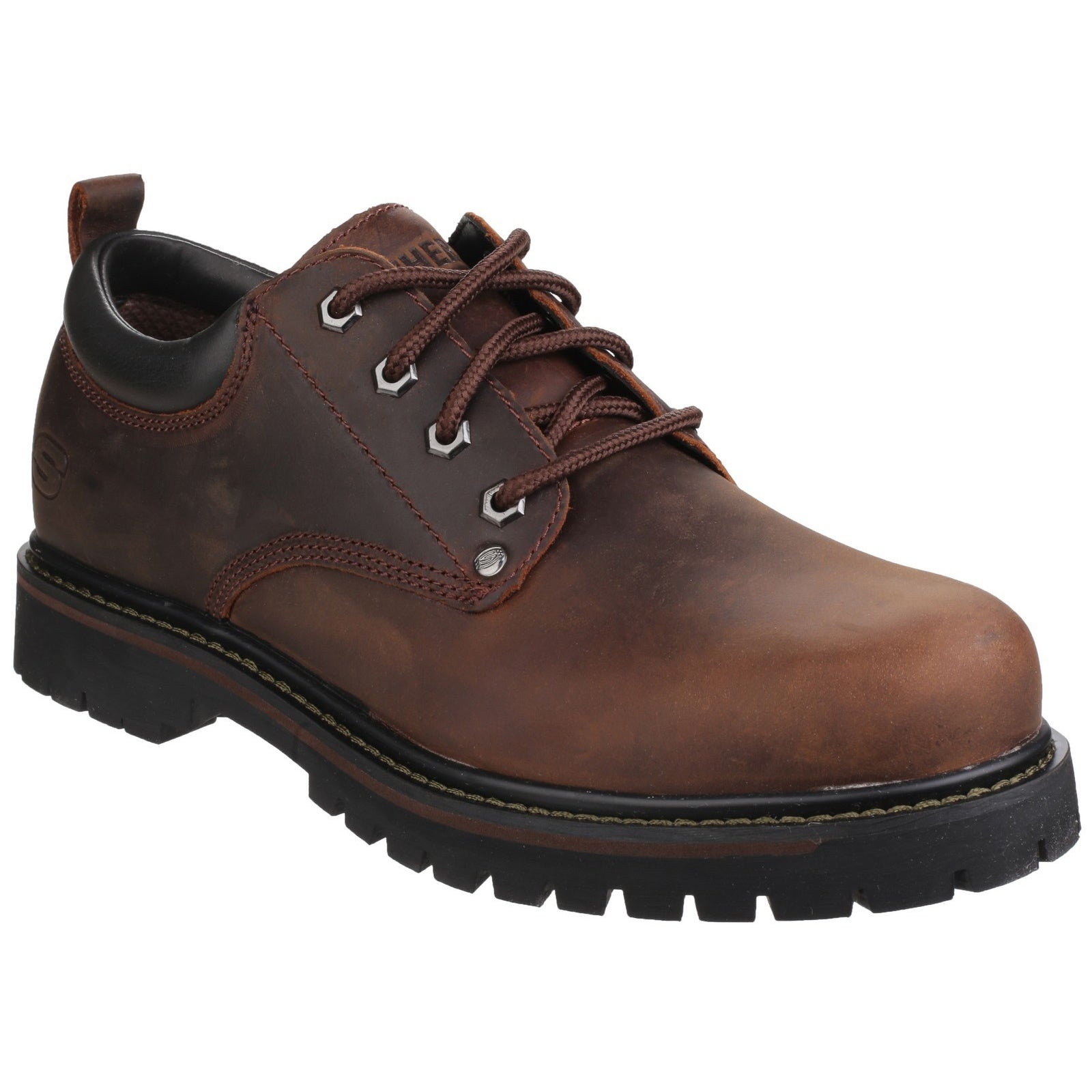 Dark Brown - Front - Skechers Mens Tom Cats Lace Up Flat Shoes