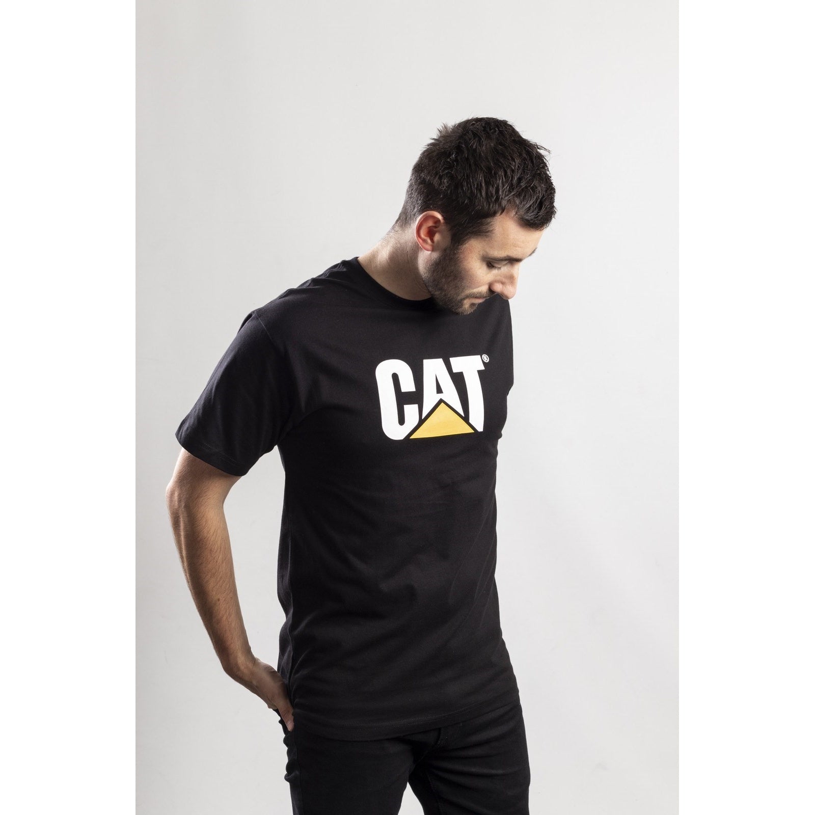 Black - Side - Caterpillar Mens TM Logo Short Sleeve T-Shirt