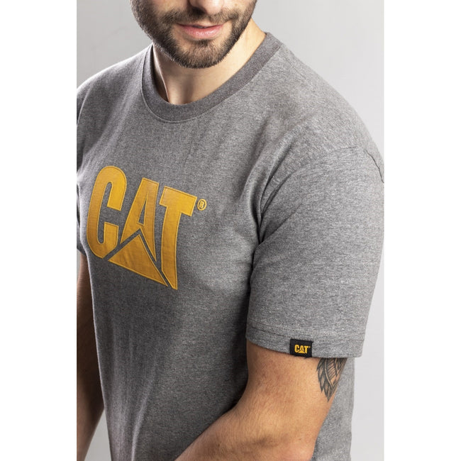 Dark Heather Grey - Side - Caterpillar Mens TM Logo Short Sleeve T-Shirt