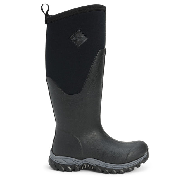 Black-Black - Close up - Muck Boots Womens-Ladies Arctic Sport Tall Pill On Wellie Boots