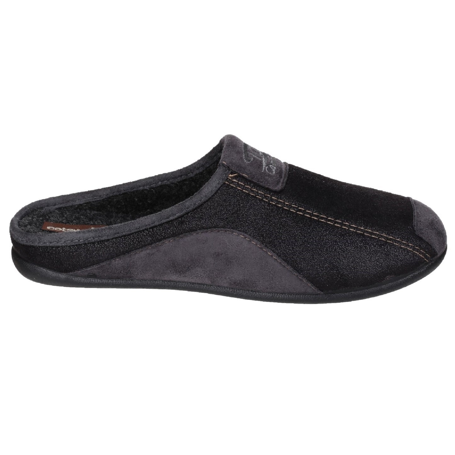Black - Back - Cotswold Mens Westwell Slip On Mule Slippers