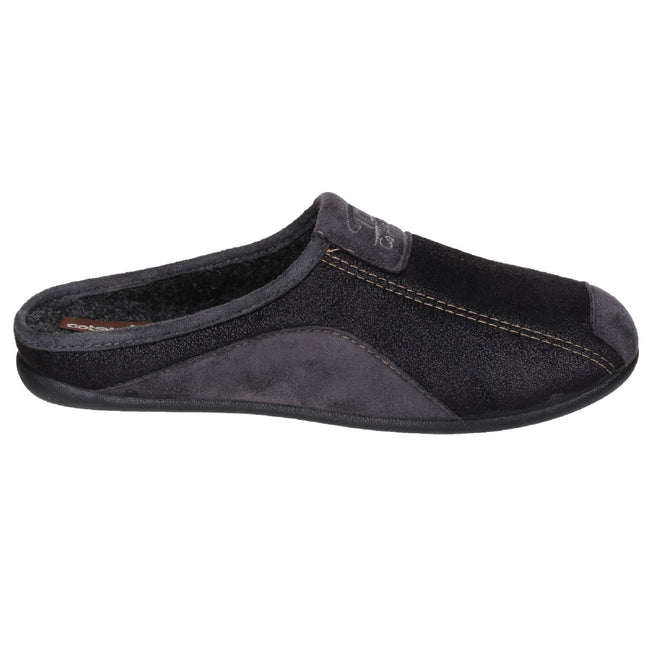 Black - Back - Cotswold Mens Westwell Slip On Mule Slippers