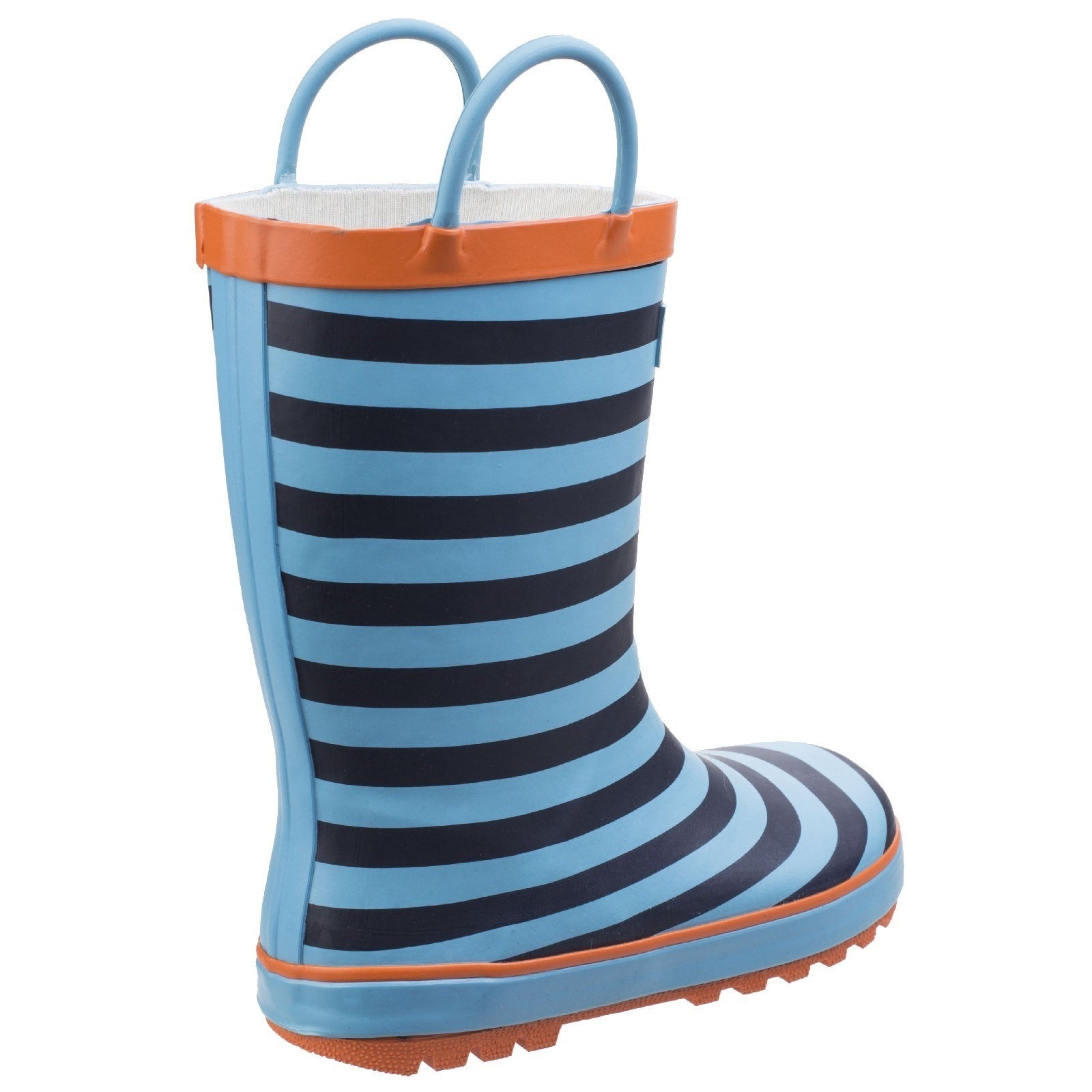 Blue - Close up - Cotswold Childrens-Kids Captain Striped Wellington Boots