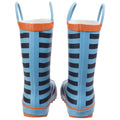 Blue - Side - Cotswold Childrens-Kids Captain Striped Wellington Boots