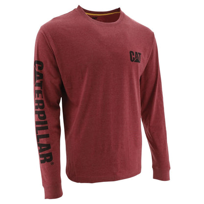 Red - Front - Caterpillar Mens Trademark Banner Long Sleeve T-Shirt