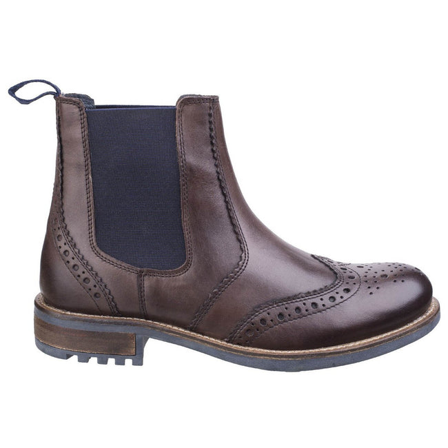 Brown - Back - Cotswold Mens Cirencester Leather Chelsea Brogue Shoes