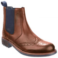 Tan - Front - Cotswold Mens Cirencester Leather Chelsea Brogue Shoes