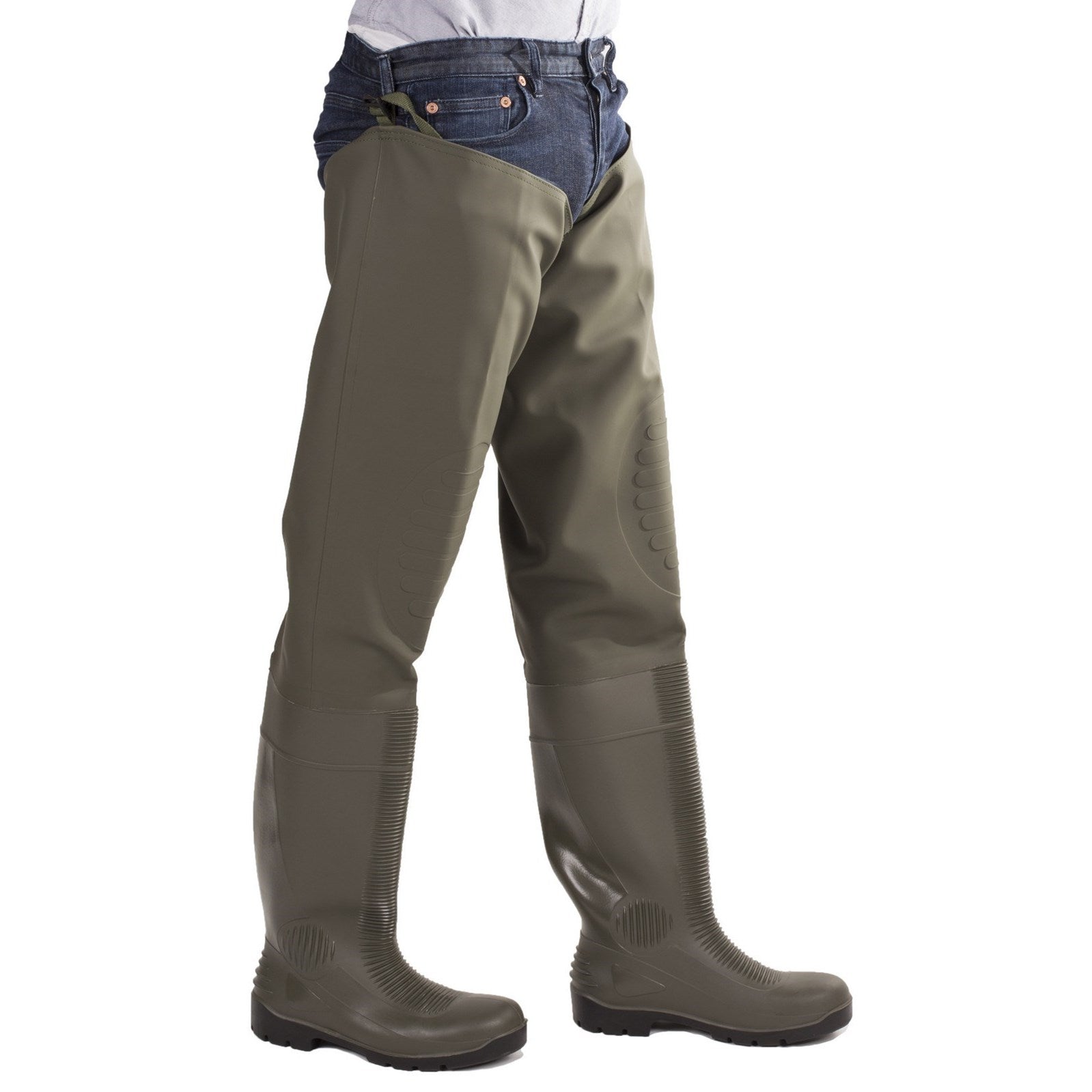 Green - Back - Amblers Safety Unisex Adults Forth Thigh High Safety Fishing Waders