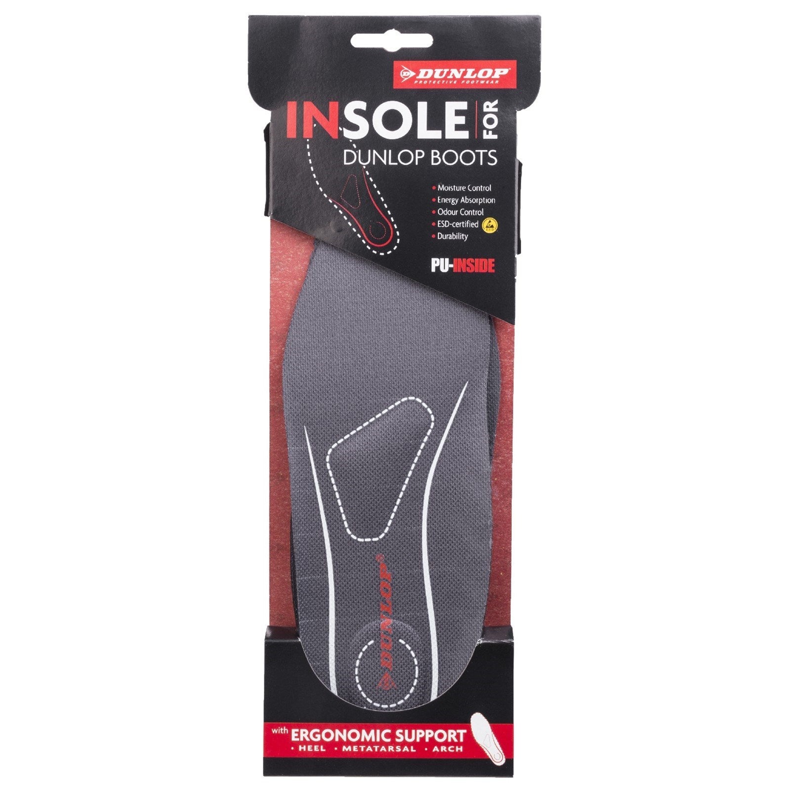 Black - Back - Dunlop Unisex Adults Supportive Odour Control Insoles