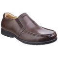 Brown - Front - Fleet & Foster Mens Gordon Dual Fit Leather Moccasin