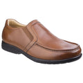 Tan - Front - Fleet & Foster Mens Gordon Dual Fit Leather Moccasin