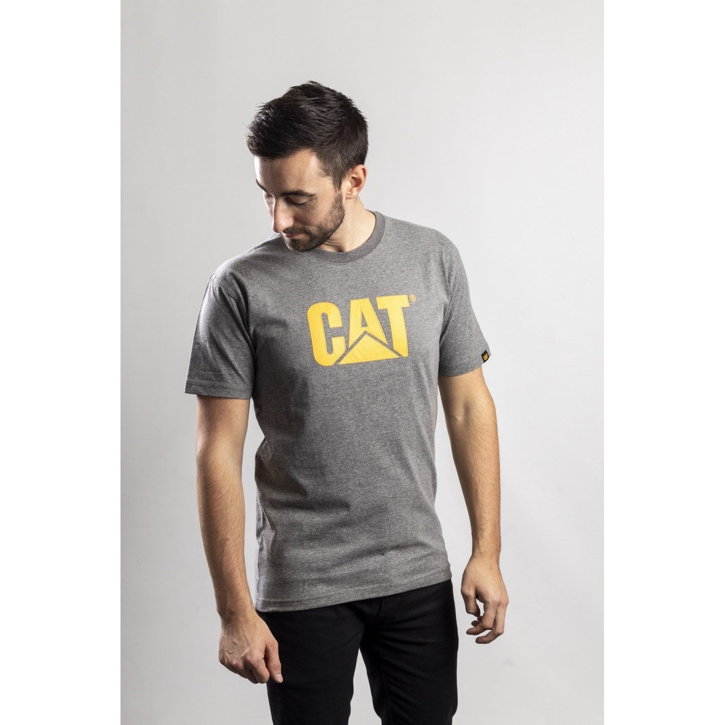 Dark Heather Grey - Back - Caterpillar Mens Trademark Logo T-Shirt