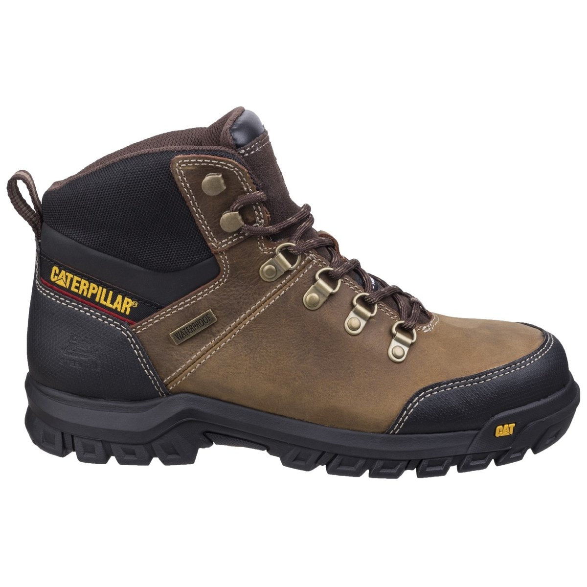 Brown - Back - Caterpillar Mens CAT Framework S3 Safety Leather Boots