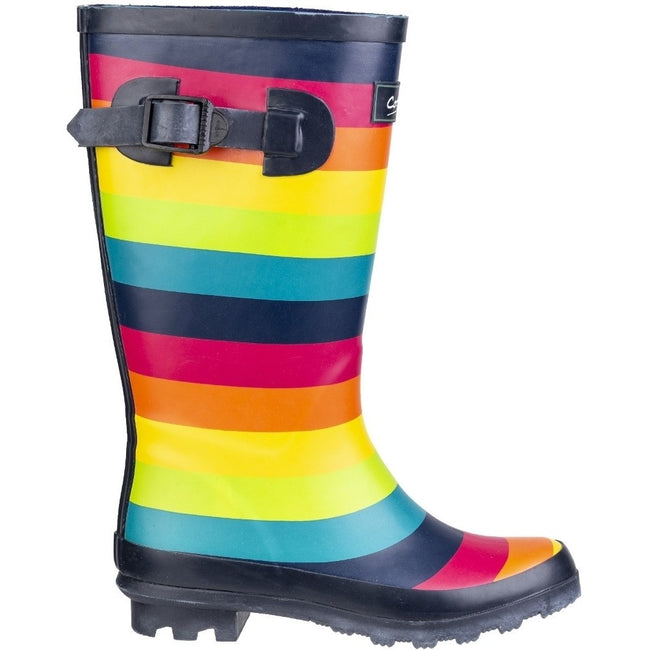 Multicoloured - Front - Cotswold Children-Kids Rainbow Wellington Boots