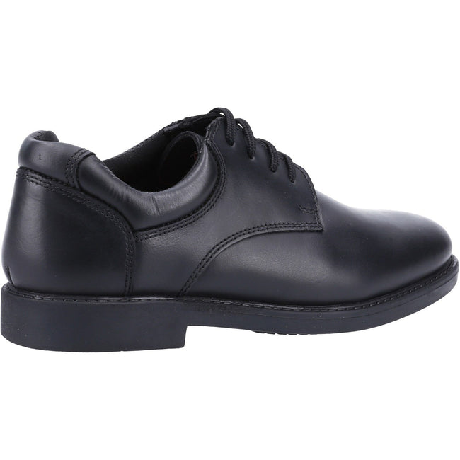 Black - Side - Hush Puppies Boys Tim Leather School Shoe