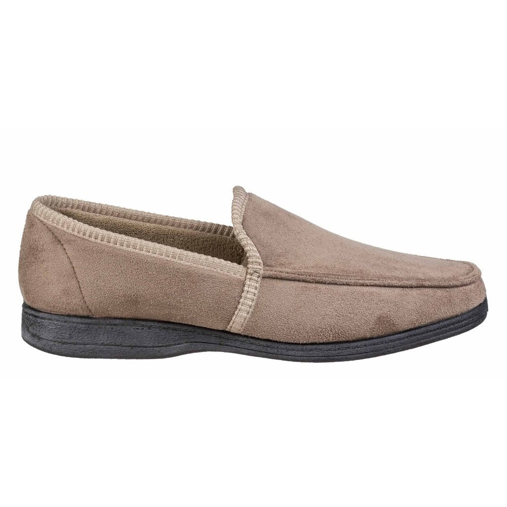 Beige - Side - Fleet & Foster Mens Dakis Slip On Slipper