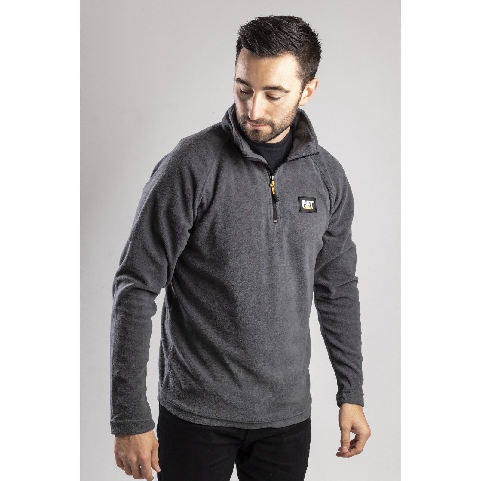 Grey - Side - CAT Lifestyle Mens Concord Fleece Pullover