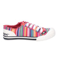 Red-Multi - Back - Rocket Dog Womens-Ladies Jazzin Eden Stripe Lace Up Canvas Trainer