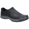 Black - Front - Hush Puppies Mens Jasper Slip On Leather Shoes