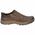 Brown - Front - Hush Puppies Mens Jasper Slip On Leather Shoes
